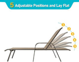 Crestlive Products Adjustable Chaise Lounge Chair, Five-Position and Full Flat Outdoor Recliner for Patio, Deck, Beach - Photo 3
