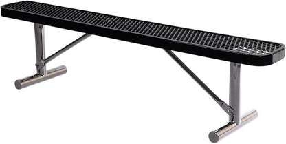 COATEDOUTDOORFURNITURE Coated Outdoor Furniture Heavy-Duty Portable Outdoor Bench Thermoplastic Coated, Expanded Metal, Commercial-Grade Seating, Made in America (Portable Without Back, 6 Ft, Black)