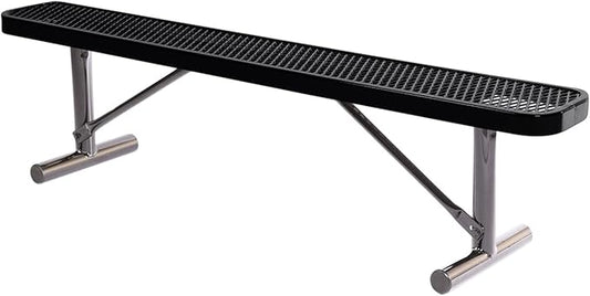 COATEDOUTDOORFURNITURE Coated Outdoor Furniture Heavy-Duty Portable Outdoor Bench Thermoplastic Coated, Expanded Metal, Commercial-Grade Seating, Made in America (Portable Without Back, 6 Ft, Black)