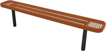 COATEDOUTDOORFURNITURE Heavy-Duty Outdoor Bench Thermoplastic Coated, Expanded Metal, Commercial-Grade Seating, Made in America (Inground Without Back, 6 Ft, Textured Copper)