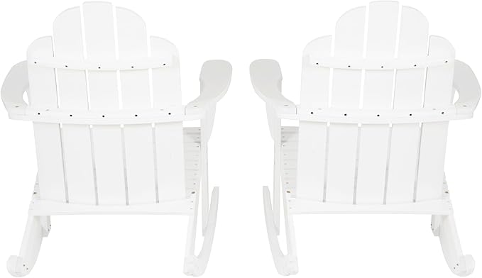 Jayde White Solid Wood Outdoor Adirondack Rocking Chair Set of 2 by Linon - Photo 9