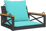 Garden Bench Deck Bench Swing Bench with Cushions Black 24.8"x24.4"x15.7" Poly Rattan - Photo 2