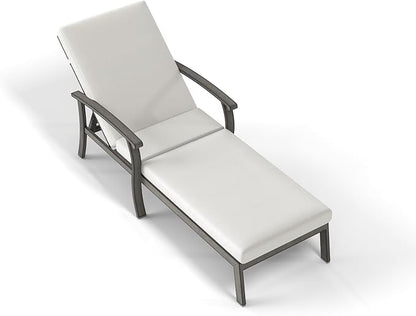 Chaise Lounge Chair Outdoor - Patio Aluminum Chaise Lounge Chair with Cushion, Adjustable Reclining Positions Chair for Outdoor Garden Pool Porch