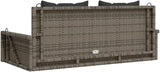Grey Swing Bench with Cushions, PE Rattan and Powder-Coated Steel Frame - Photo 7
