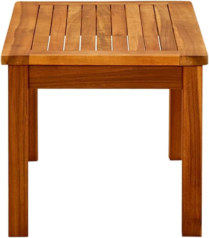 Solid Acacia Wood Small Outdoor Coffee Table 27.6"x27.6"x14.2" Rustic Brown Slatted Patio Side Table for Balcony and - Photo 4