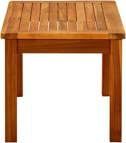 Outdoor Coffee Table, Solid Acacia Wood Side Table for Patio, Garden, Balcony, Rustic Brown Slatted Accent Table, Weather-Resistant Low Table