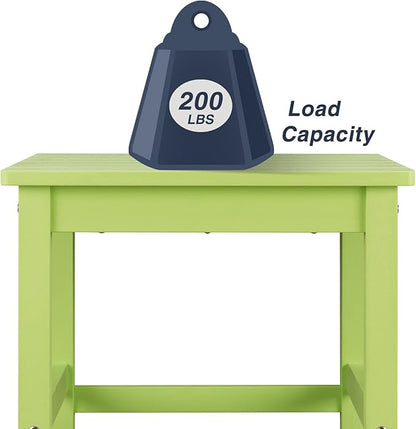 Psilvam Oversized Outdoor Side Table, 19.68" Poly Lumber Adirondack Side Table, Weather Resistant Patio Side Table for Poolside, Garden and Front Porch (Green)