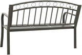 Grey Powder-Coated Steel Garden Bench with Table, Durable Outdoor Seating for Two, Weather-Resistant Patio Furniture - Photo 5