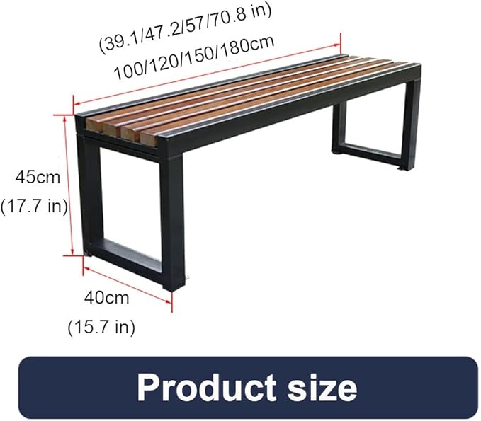 Garden Bench 2 Seater,Backless Outdoor Bench,Metal Wooden Benches,Patio Furniture Seating for Front Porch,Park,Lawn,Backyard,Balcony(59 Inch)