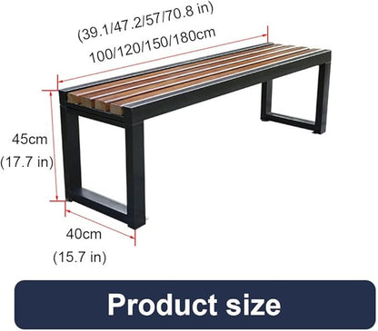 Garden Bench 2 Seater,Backless Outdoor Bench,Metal Wooden Benches,Patio Furniture Seating for Front Porch,Park,Lawn,Backyard,Balcony(71 Inch)