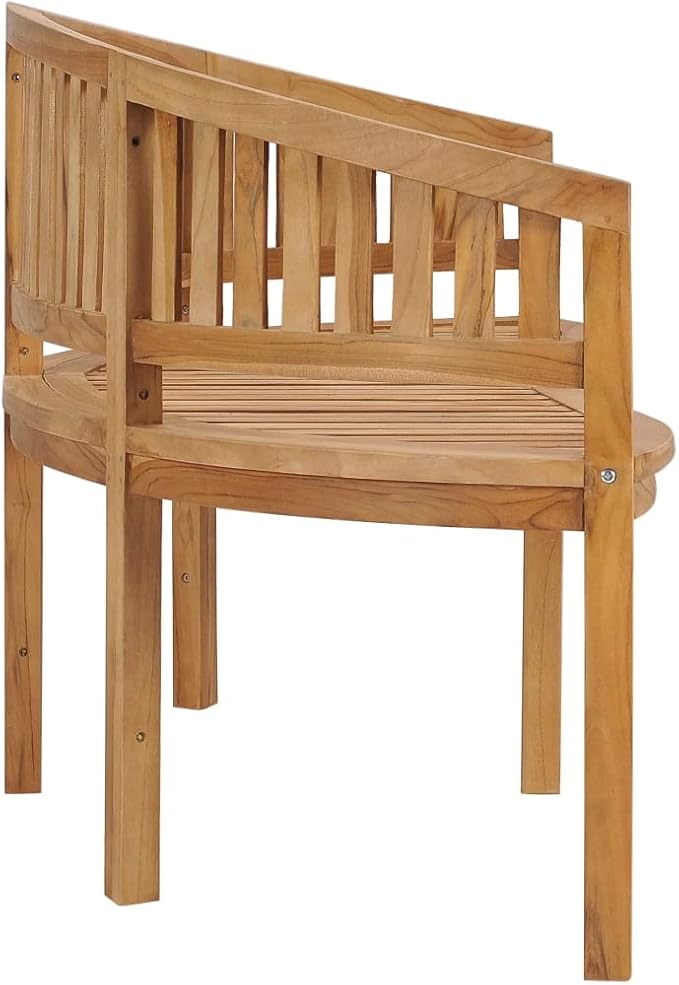 Banana Bench, Garden seat, Vintage Garden Wooden Bench, Bench with backrest and armrests for Patio, Garden, Yard, Lawn,70.9" Solid Teak Wood
