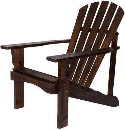 Pemberly Row Adirondack Chair, 36" H x 35" W x 28.25" D, Cedar Wood, Brown Finish, Ergonomic Design, Contoured Seat, Wide Arms, High Back Support, Outdoor Patio or Deck Furniture for Relaxation