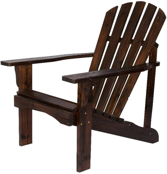 Pemberly Row Adirondack Chair, 36" H x 35" W x 28.25" D, Cedar Wood, Brown Finish, Ergonomic Design, Contoured Seat, Wide Arms, High Back Support, Outdoor Patio or Deck Furniture for Relaxation