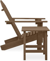 Solid Fir Wood Adirondack Chair with Table Outdoor Patio Furniture Set Brown Compact Bistro Style Seating for Garden - Photo 3