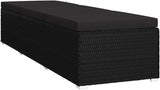 Poly Rattan Sun Lounger with Cushion Black Adjustable Reclining Outdoor Furniture for Patio Poolside Relaxation - Photo 4