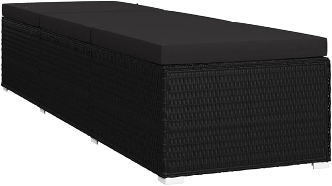 Outdoor Chaise Lounge with Cushion 76.8"x23.6"x12.2" All-Weather PE Rattan Adjustable Backrest Poolside Patio Sun - Photo 4