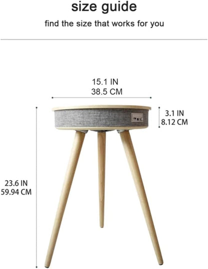 Louis Donné Smart End Table with Bluetooth Speakers, Round Side Table with Wireless Charger, Smart Coffee Table for Outdoor Pool Parties Patio Camping, 360 Degree Premium Sound (Log Color)