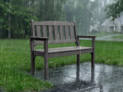 Psilvam 2-Person Outdoor Memorial Bench, All-Weather Poly Lumber Garden Bench, Rot-Resistant Outdoor Patio Bench for Park,Porch,and Church(Grey)