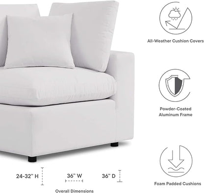 Modway Commix Overstuffed Outdoor Patio Corner Chair in White
