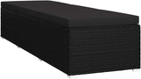 Sun Lounger with Cushion and Tea Table Poly Rattan Black Patio Chaise Lounge Outdoor Lounger for Pool Poolside - Photo 5