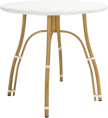 Safavieh PAT4011C Outdoor Kylie White Rattan Bistro Table