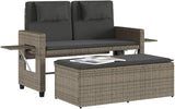 Reclining Patio Bench with Cushions Gray Poly Rattan Outdoor Bench Deck Bench Garden Bench Porch Bench for patios - Photo 4