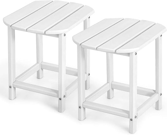 Giantex Outdoor Side Table, 18-Inch Small Patio Table, Weather Resistant HDPE Adirondack Table, Square Tea Table for Backyard, Poolside, Garden, Balcony, Outside End Table, White