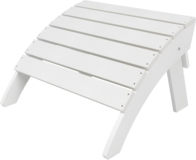 WestinTrends Tuscany Adirondack Ottoman, Real Wood Like Outdoor Ottoman for Patio, All Weather Poly Lumber Folding Ottoman Footrest for Adirondack Chair, White