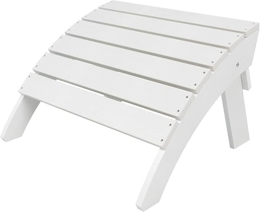 WestinTrends Tuscany Adirondack Ottoman, Real Wood Like Outdoor Ottoman for Patio, All Weather Poly Lumber Folding Ottoman Footrest for Adirondack Chair, White