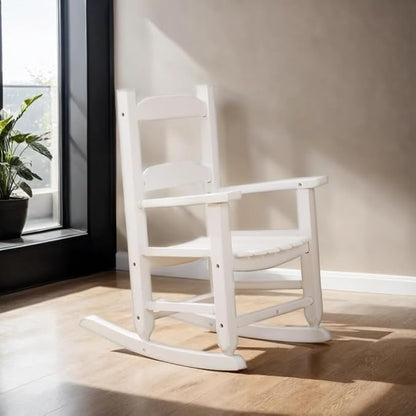 Toddler Rocking Chair Kids Child Wooden Small Baby Comfy Rocker Chairs Furniture for Nursery Bedroom Livingroom Outdoor Reading Room, Ages 3-6, White