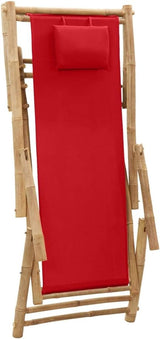 Deck Chair Bamboo and Canvas, Outdoor Patio Furniture, Balcony Chairs, Lounge Chairs, Beach Lounge Chair Outdoor - Photo 7