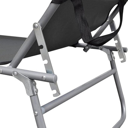 Folding Sun Lounger,Patio Chaise Lounge Chair,Outdoor Recliner Lounge Chair Sun Loungers, All Weather Chaise for Garden, Balcony, Pool with Canopy Grey Aluminum
