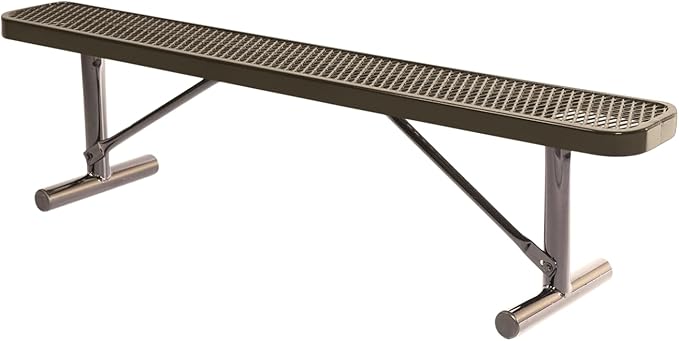 COATEDOUTDOORFURNITURE Heavy-Duty Portable Outdoor Bench Thermoplastic Coated, Expanded Metal, Commercial-Grade Seating, Made in America (Portable Without Back, 6 Ft, Textured Brown)