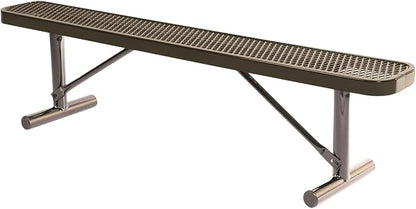 COATEDOUTDOORFURNITURE Heavy-Duty Portable Outdoor Bench Thermoplastic Coated, Expanded Metal, Commercial-Grade Seating, Made in America (Portable Without Back, 6 Ft, Textured Brown)