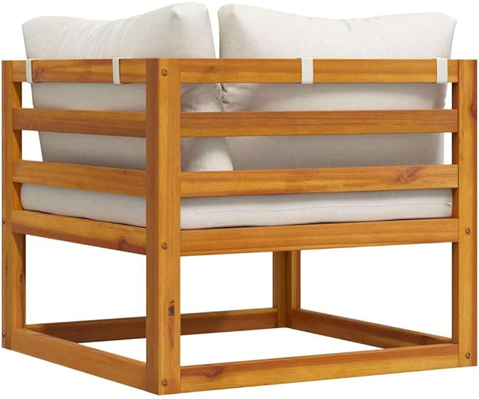 vidaXL Outdoor Solid Acacia Wood Sectional Corner Sofa with Cream White Cushions, Customizable Configurations - Photo 9