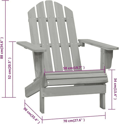 vidaXL Solid Wooden Patio Chair in Gray, Weather-Resistant Outdoor Armchair with High Weight Capacity, Elegant Hardwood Furniture for Garden/Patio