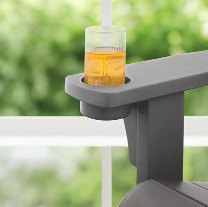 Modern Adirondack Chair with Cup Holder, Outdoor Patio Furniture (Classic Gray)
