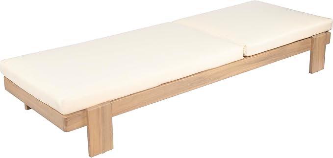 Christopher Knight Home Duska Acacia Wood Chaise Lounge Chair Outdoor, Patio Outdoor Chaise Lounge with Cushions - Photo 7