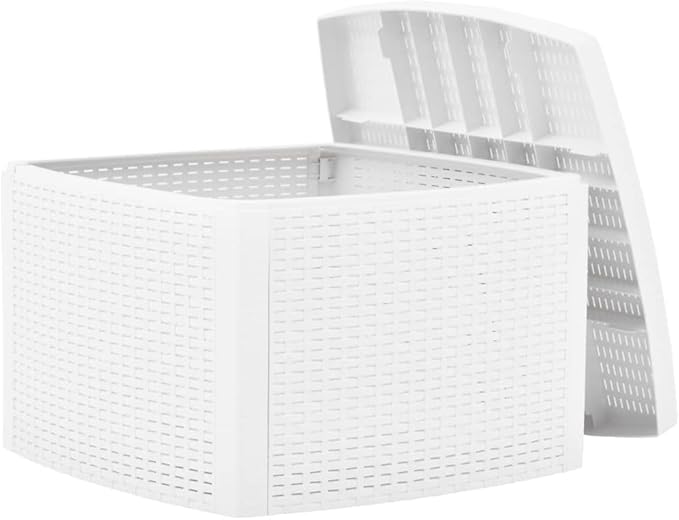 Side Table,Garden Table,Weather Resistant,with Convenient Storage Area for Refreshments,with an Attractive, Flat, Rattan-Look Design,White 21.3"x21.3"x14.4" Plastic