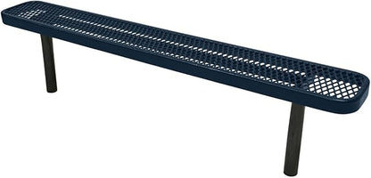 COATEDOUTDOORFURNITURE Coated Outdoor Furniture Heavy-Duty Outdoor Bench Thermoplastic Coated, Expanded Metal, Commercial-Grade Seating, Made in America (Inground Without Back, 6 Ft, Dark Blue)