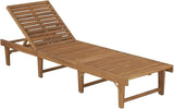 Outdoor Sun Lounger, Folding Chaise Lounge Chair with Adjustable Backrest, Solid Acacia Wood Recliner for Patio, Garden - Photo 2