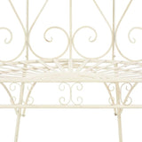 vidaXL Garden Bench Antique White Wrought Iron Medium Decorative Inlays - Photo 4
