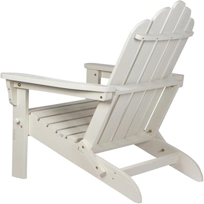 Pemberly Row Folding Adirondack Chair, Cedar Wood, White Finish, 37" H x 28" W x 29.5" D, Kiln-Dried Moisture-Resistant Material, Ergonomic Design, Outdoor Patio or Porch Seating