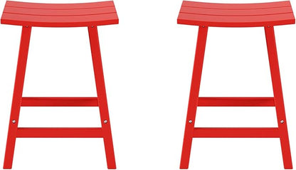 WestinTrends Malibu 2 Piece Set of 24 Height Outdoor/Patio Saddle bar stools, Red