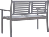 Garden Bench Deck Bench 2-Seater Patio Bench with Cushion 47.2" Gray Eucalyptus Wood - Photo 5