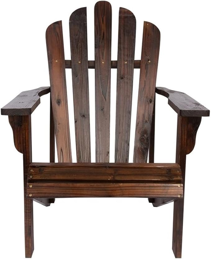 Pemberly Row Cedar Wood Adirondack Chair, Brown Finish, 36" H x 35" W x 26.25" D, Ergonomic Design, Moisture-Resistant, Durable Patio Porch Chair for Outdoor or Garden Relaxation