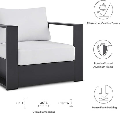 Modway Tahoe Aluminum Outdoor Patio Armchair in Gray White