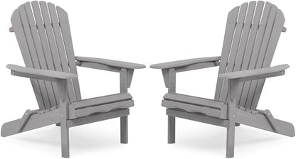 Wood Lounge Patio Chair for Garden Outdoor Wooden Folding Adirondack Chair Set of 2 Solid Cedar Wood Lounge Patio Chair for Garden, Lawn, Backyard,