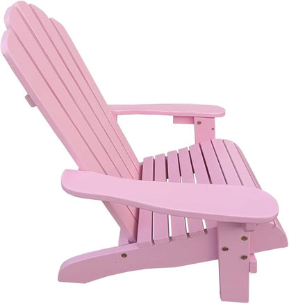 TRIPLE TREE Wood Children Adirondack Chair,Ergonomic All-Weather Adirondack Chairs,Durable Lounge Chair Outdoor for Garden,Lawn,Indoor,Pink