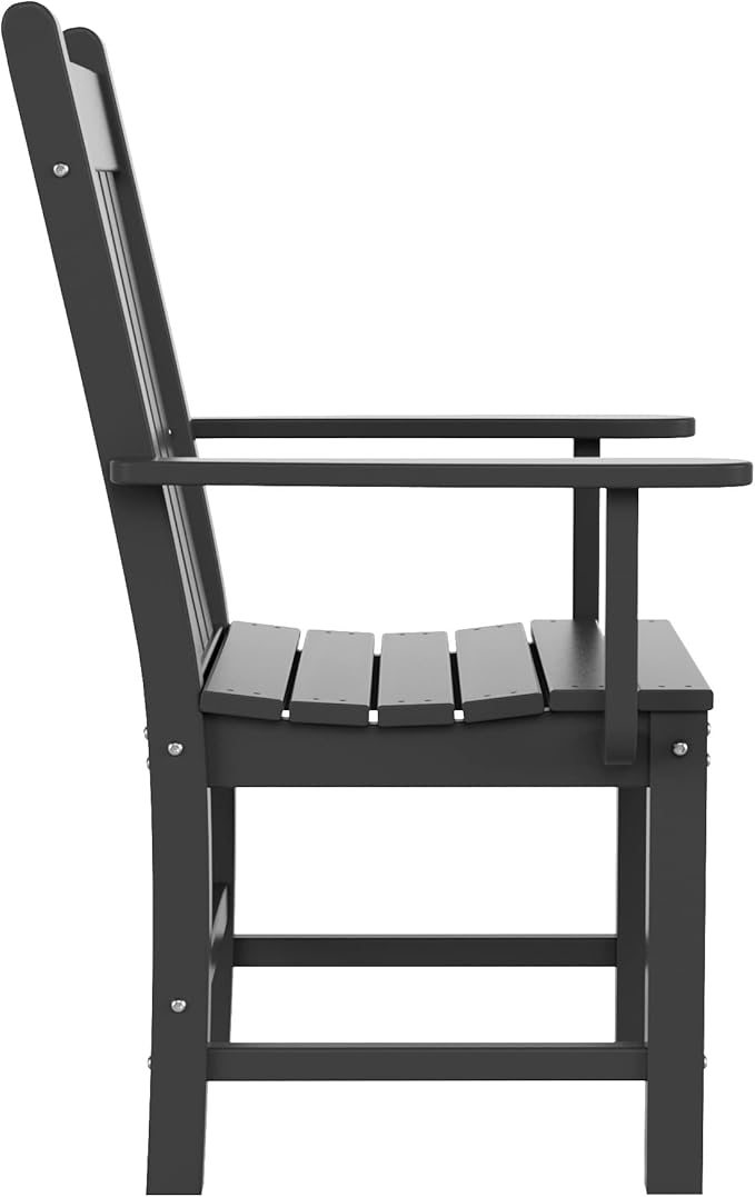 WestinTrends Malibu Classic Outdoor Dining Chairs with Arms, All Weather Poly Lumber Adirondack Patio Chairs Restaurant Bistro Chairs Support 350 LBS, Arched Backrest and Curved Seat, Gray